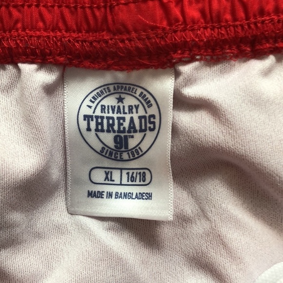 Rivalry Threads 91 red white stripe bulldog swim trunks shorts tie  waist XL EUC - Picture 3 of 6